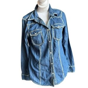 Sandra Ingrish Blue Denim Top Snap buttons